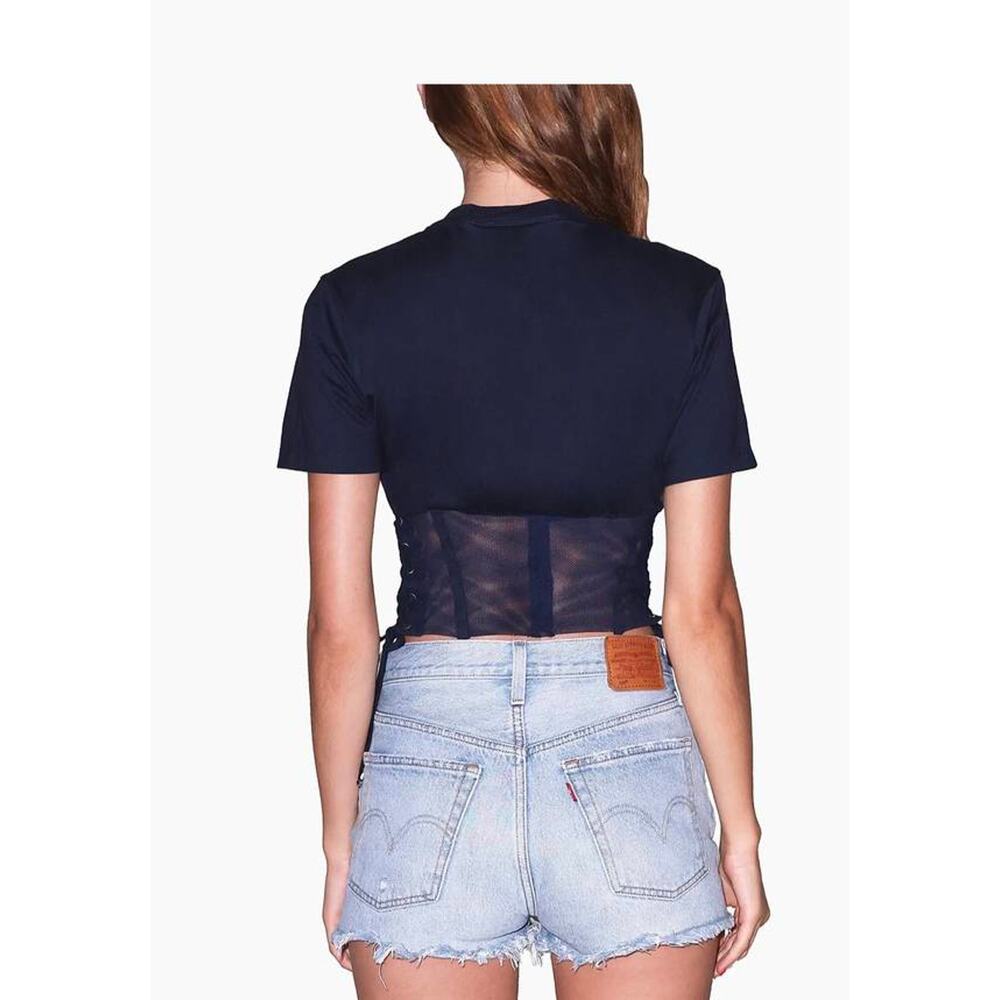 Fleur Du Mal Sabrina Corset T Shirt in Dawn Blue XS - Picture 3 of 5